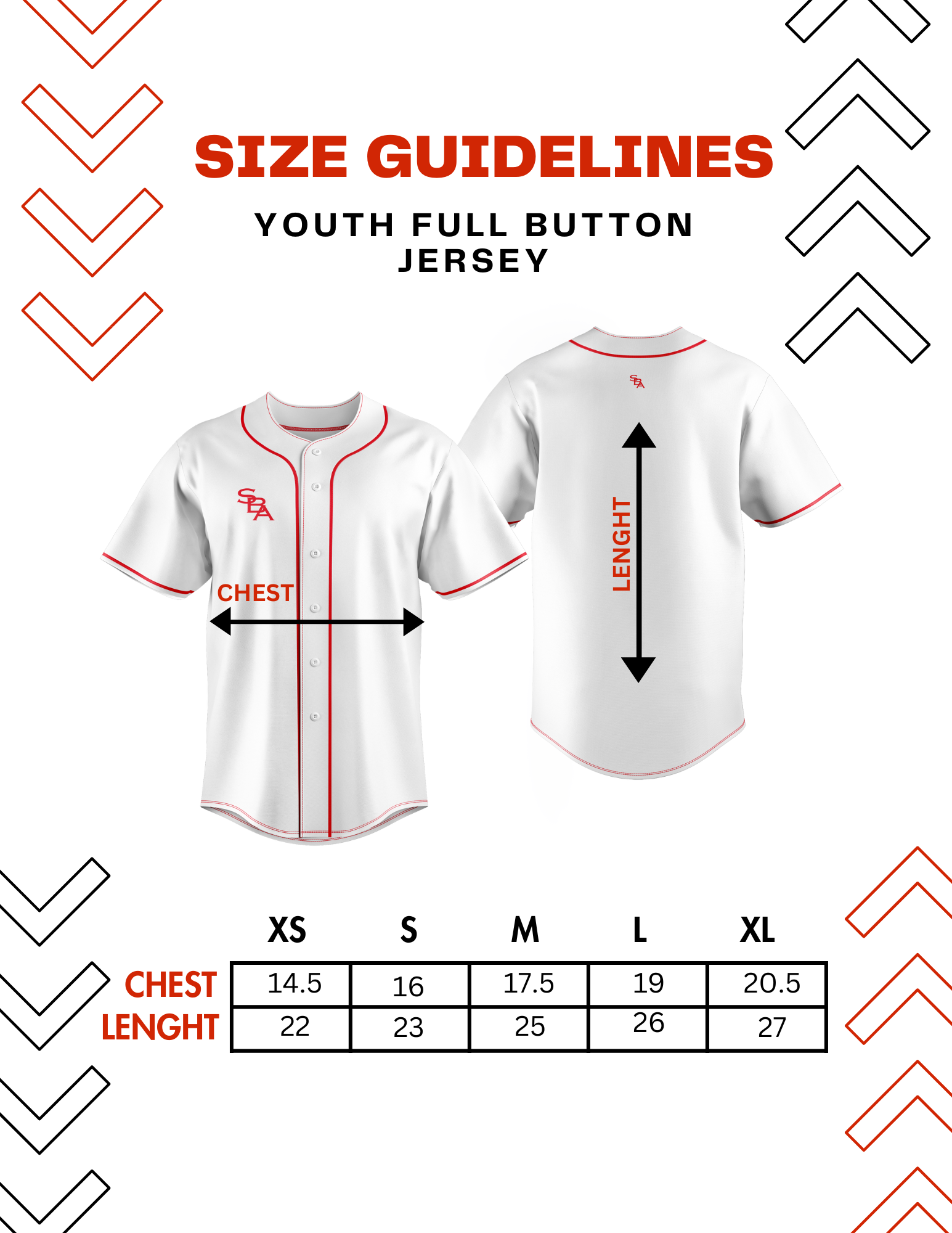 SIZE GUIDELINES – SBA THREADS